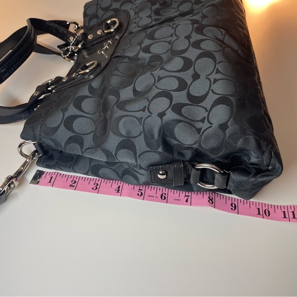 Coach Signature Black Purse Bag Satchel with Patent Leather Accents - Picture 5 of 12